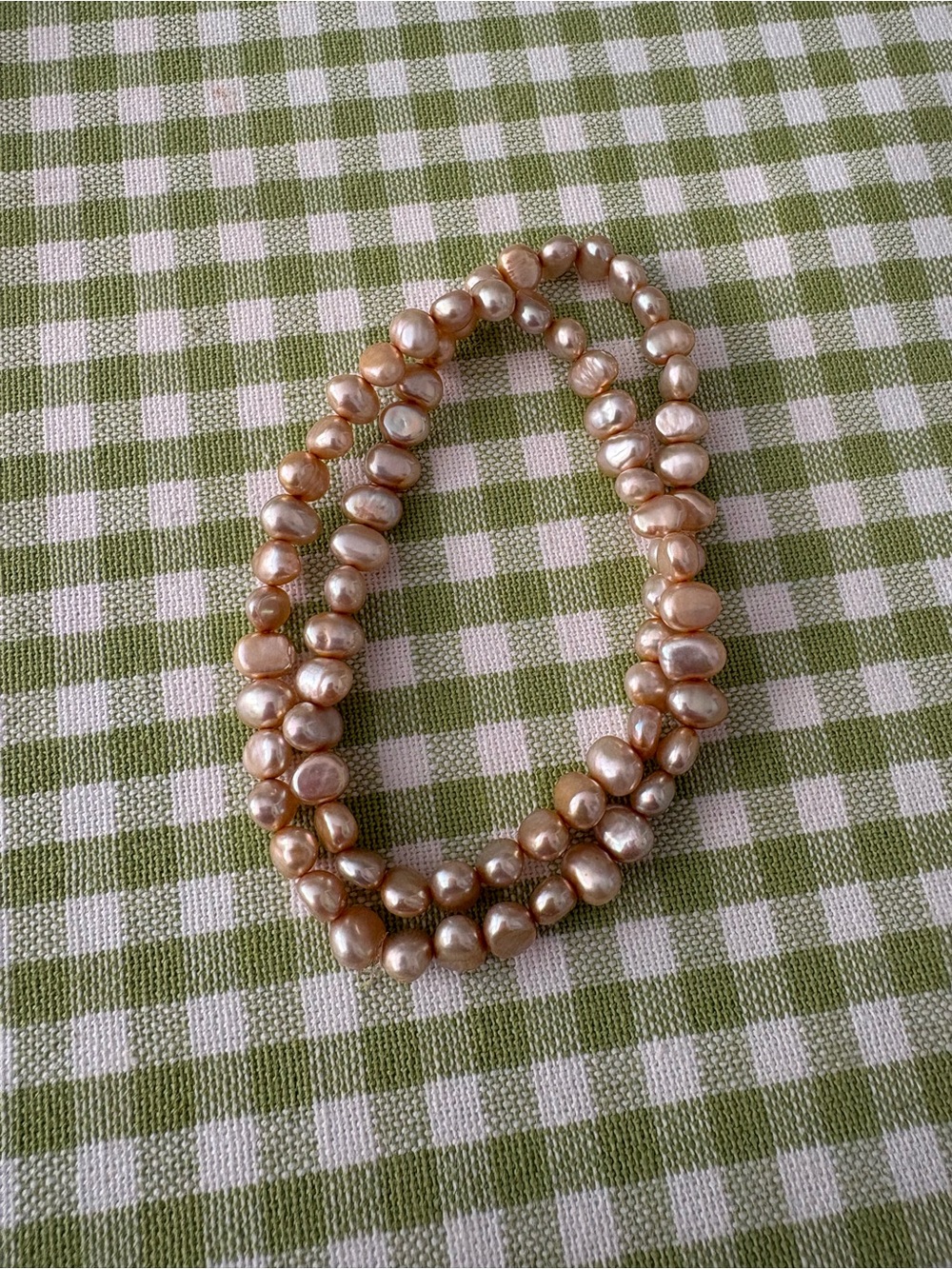 Cultured Pearl Necklace - Champagne Pink Double Strand